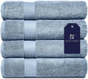 img 4 attached to 🛀 Banio Towels Bath Towel Sets: Gray Blue 100% Turkish Cotton Luxury Quick Dry Towels - Hotel Quality Collection, Soft & Ultra-Absorbent - 4 Piece Pack, Ideal for Bathroom, Guests, Hot Tub