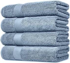 img 3 attached to 🛀 Banio Towels Bath Towel Sets: Gray Blue 100% Turkish Cotton Luxury Quick Dry Towels - Hotel Quality Collection, Soft & Ultra-Absorbent - 4 Piece Pack, Ideal for Bathroom, Guests, Hot Tub
