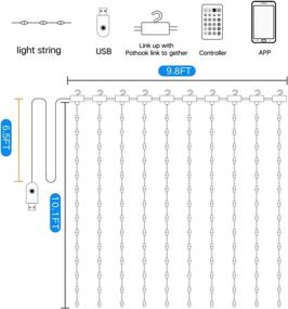 img 1 attached to KJOY Dream Color Curtain Lights with Bluetooth LED Chasing Light - Color Changing Rainbow Backdrop Window String Lights with 320LED, USB Remote Control Fairy Icicle Lights for Halloween and Christmas Decoration