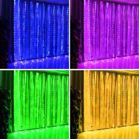 img 3 attached to KJOY Dream Color Curtain Lights with Bluetooth LED Chasing Light - Color Changing Rainbow Backdrop Window String Lights with 320LED, USB Remote Control Fairy Icicle Lights for Halloween and Christmas Decoration