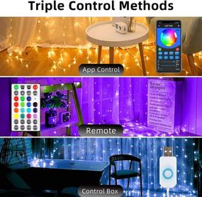 img 2 attached to KJOY Dream Color Curtain Lights with Bluetooth LED Chasing Light - Color Changing Rainbow Backdrop Window String Lights with 320LED, USB Remote Control Fairy Icicle Lights for Halloween and Christmas Decoration