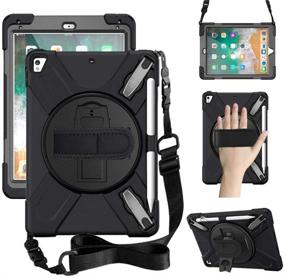 img 4 attached to 📱 ZenRich iPad 9.7 inch Case with Kickstand, Hand & Shoulder Strap - Black