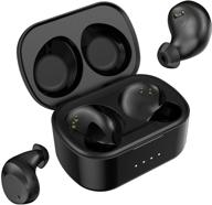 🎧 ipx7 waterproof true wireless earbuds bluetooth 5.0 headphones | 40h playtime, clear voice calls | sports earphones with wireless charging case (black) logo