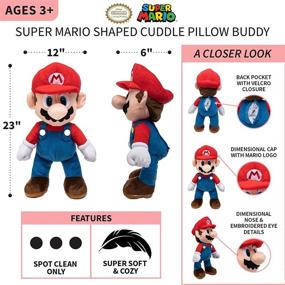 img 1 attached to 🧸 Super Soft Plush Cuddle Pillow Buddy - Franco Kids Bedding, Super Mario, One Size