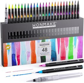 img 4 attached to WONMAKE Watercolor Brush Pens for Kids and Adults - Real Brush Pen Set of 48 Watercolor Painting Markers with Flexible Nylon Brush Tips for Coloring, Calligraphy, and Drawing. Includes Bonus 2 Water Brush Pens for Blending