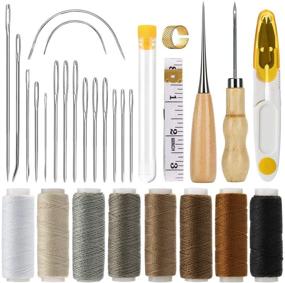 img 4 attached to 🧵 Cosyland Upholstery Repair Kit - 29-Pack Leather Sewing Kit with Embroidery Hand Sewing Stitching Needle and Thread