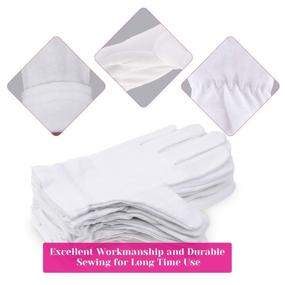 img 1 attached to 🧤 Premium 100% Cotton Gloves for Eczema Relief, 10 Pairs White Moisturizing Gloves for Dry, Sensitive Skin - Overnight Bedtime Spa Therapy with Secure Wristbands