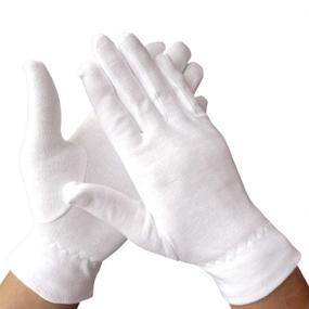 img 3 attached to 🧤 Premium 100% Cotton Gloves for Eczema Relief, 10 Pairs White Moisturizing Gloves for Dry, Sensitive Skin - Overnight Bedtime Spa Therapy with Secure Wristbands