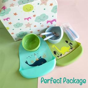 img 1 attached to 🍼 BPA-Free Silicone Baby Feeding Set: Introducing Baby Led Weaning Supplies in Blue-Green