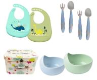 🍼 bpa-free silicone baby feeding set: introducing baby led weaning supplies in blue-green logo
