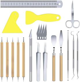 img 4 attached to 🛠️ Trooer 18-Piece Craft Weeding Tools for Vinyl: Ultimate Vinyl Craft Paper Kit for Silhouettes, Cameos, and Lettering - Scraper, Hook, Spatula, Tweezers!