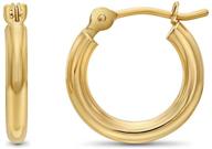 2mm tube classic shiny polished round hoop earrings in 14k yellow gold logo