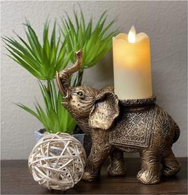 img 1 attached to 🐘 The Nifty Nook Lucky Decorative Elephant with LED Flameless Candle: An Exquisite Home and Office Decor Essential