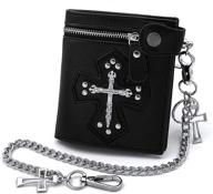 🔒 gothic leather wallet with secure anti-theft zipper logo