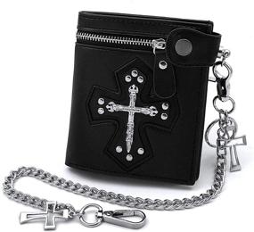 img 3 attached to 🔒 Gothic Leather Wallet with Secure Anti-Theft Zipper