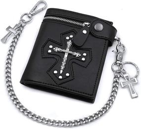 img 1 attached to 🔒 Gothic Leather Wallet with Secure Anti-Theft Zipper