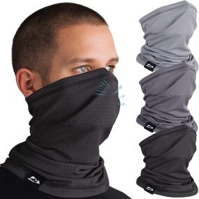 img 4 attached to 🧣 Men's Cooling Neck Gaiter 3-Pack - Summer Sun & Dust Protection, Fishing Balaclava, Face Mask Scarf, Running Breathable Elastic Gator Neck Face Masks, Headband Bandana Face Cover, Gator Mask with Filters