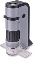 🔬 carson microflip mp-250 or mp-250mu pocket microscope: 100x-250x led and uv lighted, flip down slide base, smartphone digiscoping clip logo