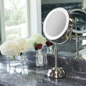 img 1 attached to 💡 Zadro 10X Mag Next Gen LED Rechargeable Round Double Sided Satin Nickel Mirror: Illuminated Beauty and Portability Combined