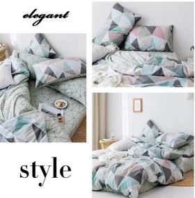 img 1 attached to 🛏️ Colorful Geometric King Duvet Cover Set - VM VOUGEMARKET Cotton Diamond Bedding with Reversible Design, Includes 2 Matching Pillow Shams - 3 Piece Set
