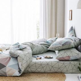 img 2 attached to 🛏️ Colorful Geometric King Duvet Cover Set - VM VOUGEMARKET Cotton Diamond Bedding with Reversible Design, Includes 2 Matching Pillow Shams - 3 Piece Set