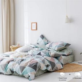 img 3 attached to 🛏️ Colorful Geometric King Duvet Cover Set - VM VOUGEMARKET Cotton Diamond Bedding with Reversible Design, Includes 2 Matching Pillow Shams - 3 Piece Set