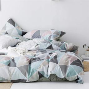 img 4 attached to 🛏️ Colorful Geometric King Duvet Cover Set - VM VOUGEMARKET Cotton Diamond Bedding with Reversible Design, Includes 2 Matching Pillow Shams - 3 Piece Set