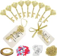 🔑 wodegift 60 pcs key bottle openers with escort cards - premium wedding favors and rustic decorations (gold) логотип