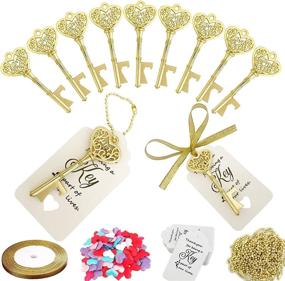 img 4 attached to 🔑 WODEGIFT 60 PCS Key Bottle Openers with Escort Cards - Premium Wedding Favors and Rustic Decorations (Gold)