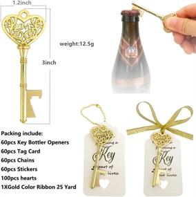 img 2 attached to 🔑 WODEGIFT 60 PCS Key Bottle Openers with Escort Cards - Premium Wedding Favors and Rustic Decorations (Gold)