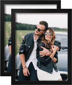 img 4 attached to 🖼️ Yome 11x14 Black Picture Frame - Stylish Wall Decor for Photos, Gallery and Room Decoration. Set of 2 Frames, Ideal for 8x10 Photos with Mat or 11x14 Photos Without Mat. Solid Wood Frames with Plexiglass.