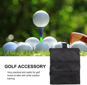 img 2 attached to 🏌️ Dioche Golf Tee Pouch: Портативная черная сумка с несколькими карманами для аксессуаров для гольфа с молнией и клипом