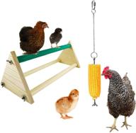 vehomy chicken perch roost bar toy with veggies skewer & fruit holder - vegetable hanging feeder for hens [2pcs] logo
