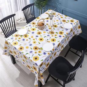 img 2 attached to Waterproof Oil Proof Rectangle Tablecloth Sunflower