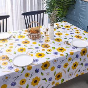 img 3 attached to Waterproof Oil Proof Rectangle Tablecloth Sunflower