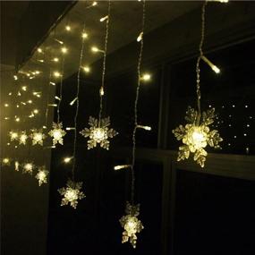 img 2 attached to 🎄 Lainin 12ft/3.5M 96LED Snowflake Curtain Light Plug in String Light LED Fairy Night Light, Ideal for Christmas Wedding Party Decoration Chandelier Luminarias - Warm White