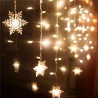 🎄 lainin 12ft/3.5m 96led snowflake curtain light plug in string light led fairy night light, ideal for christmas wedding party decoration chandelier luminarias - warm white логотип