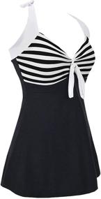 img 3 attached to 👙 DANIFY Women's Vintage Sailor Pin Up Swimdress: Stylish Plus Size Swimsuit with Retro One Piece Skirtini Cover Up