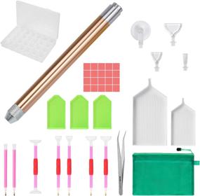 img 4 attached to 35PCS Diamond Painting Tools Kit with LED Drill Pen and Lamp, Aluminum Alloy DIY Art Craft Accessories for 5D Diamond Painting - Suitable for Adults and Kids