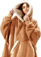 🔥 federi oversized sherpa wearable blanket hoodie – cozy, plush fleece sweatshirt with pockets & sleeves for men and women – one size fits all (32x44 inches) in latte logo