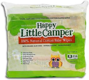 img 4 attached to 🧼 Natural Cotton Baby Wipes with Aloe Vera and Vitamin E, Unscented, 216 Count by Happy Little Camper