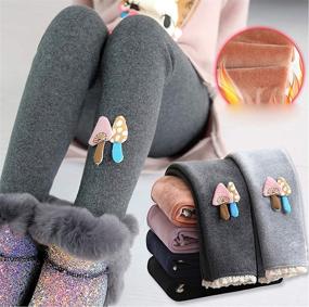 img 1 attached to Girls' Mushroom Winter Fleece 🍄 Leggings - Govc Leggings for Girls' Clothing