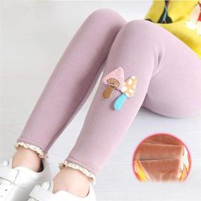 img 2 attached to Girls' Mushroom Winter Fleece 🍄 Leggings - Govc Leggings for Girls' Clothing