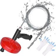 heavy duty plumbing snake, mooko drain auger clog remover, 25 feet flexible tool for unclogging kitchen, bathroom, and shower sinks - includes gloves logo