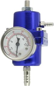 img 1 attached to 🚀 Enhance Efficiency with the Universal Adjustable Fuel Pressure Regulator Kit: Aluminum, 0-140 PSI Gauge, AN6-6AN Fuel Line Hoses, Install Tool Accessories (Blue)