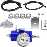 🚀 enhance efficiency with the universal adjustable fuel pressure regulator kit: aluminum, 0-140 psi gauge, an6-6an fuel line hoses, install tool accessories (blue) logo