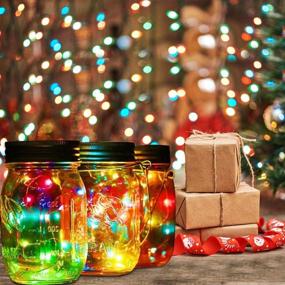 img 3 attached to Colorful 8 Pack Mason Jar Fairy Lights with Solar Power - 🌈 Perfect for Outdoor Decor, Garden, Party, Christmas - Includes 8 Hangers (Jars Not Included)