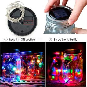 img 1 attached to Colorful 8 Pack Mason Jar Fairy Lights with Solar Power - 🌈 Perfect for Outdoor Decor, Garden, Party, Christmas - Includes 8 Hangers (Jars Not Included)