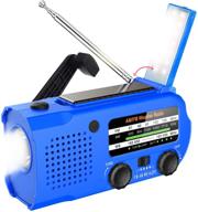 lukasa blue 5000mah portable hand crank solar radio with emergency am/fm/noaa weather, led flashlight, phone charger, reading lamp, sos alarm logo