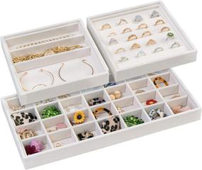 img 4 attached to 📦 Mebbay Stackable Jewelry Trays Organizer 3 in 1 for Drawer - Creamy White